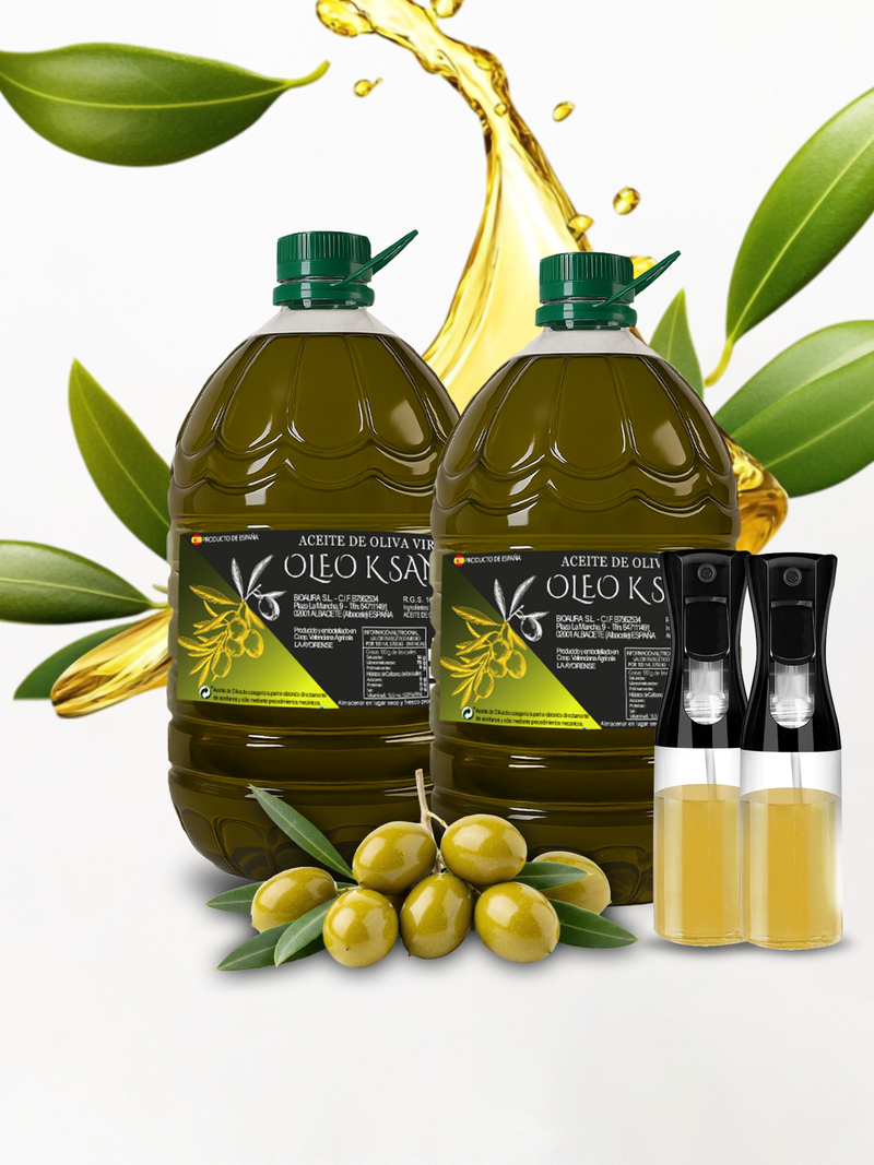 PACK 2 OLEO KSANA | Aceite de Oliva Virgen Extra 5L + Dosificador de REGALO | Prensado en Frío | Cooperativa Valenciana | Sin Mezclas ni Refinados