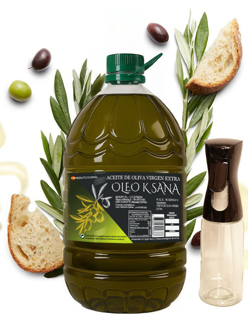 OLEO KSANA | Aceite de Oliva Virgen Extra 5L + Dosificador de REGALO | Prensado en Frío | Cooperativa Valenciana | Sin Mezclas ni Refinados